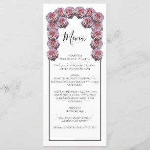 Rustic Light Pink Roses Wedding Menu