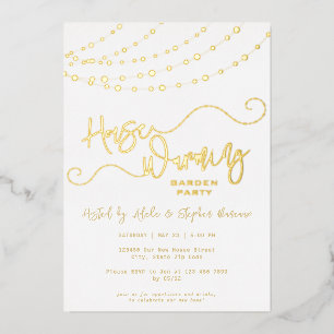 Rustic Light String White Housewarming Party Gold
