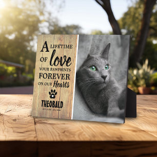 Rustic Light Wood Pet   Cat/Dog Photo Memorial Plaque
