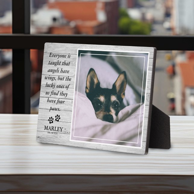 Rustic Light Wood Pet Loss Pet Memorial Photo  Plaque (Creator Uploaded)