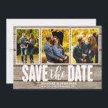 Rustic Light Wood Photo Collage Save The Date<br><div class="desc">Announce your wedding day with this rustic country three photo collage save the date.</div>