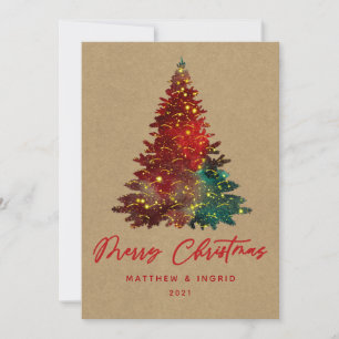 Rustic Lighted Christmas Tree Kraft Holiday