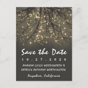 Rustic Lighted Tree Branch Save The Date Cards