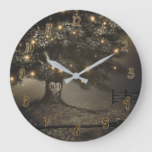 Rustic Lighted Tree Personalised Wall Clock