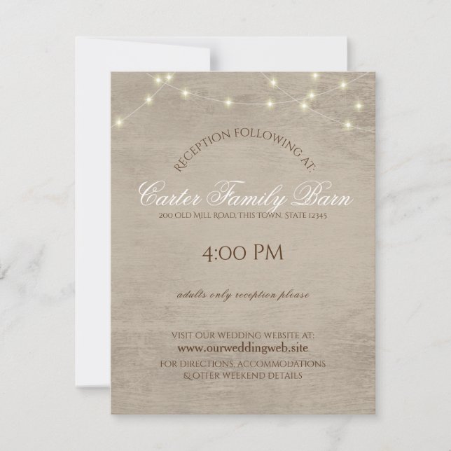 Rustic  Lights and Barn Wood Details Wedding Invit Invitation (Front)