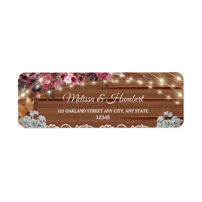 Rustic Lights Baby's Breath Wedding Return Address Label (Front)