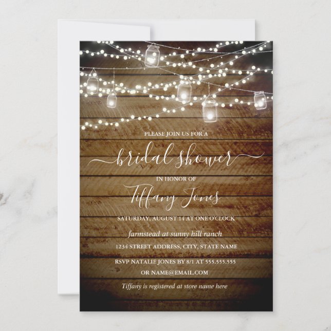 Rustic Lights Backyard Bridal Shower Invitation (Front)