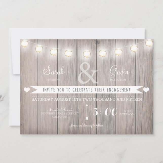 Rustic Lights Engagement Invitation (Front)
