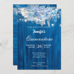 Rustic Lights Floral Quinceañera Invitation