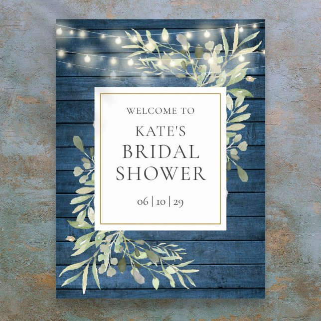 Rustic Lights Greenery Bridal Shower Welcome Sign (Rustic Lights Greenery Bridal Shower Welcome Sign)