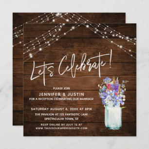 Rustic Lights Let's Celebrate Wildflowers in Jar Invitation