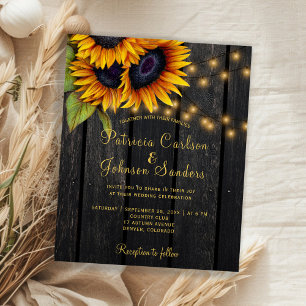 Rustic lights sunflower barn wood budget wedding