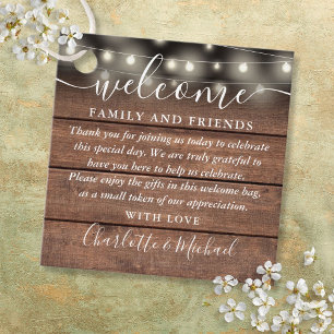 Rustic Lights Wedding Welcome Gift Basket Bag Favour Tags