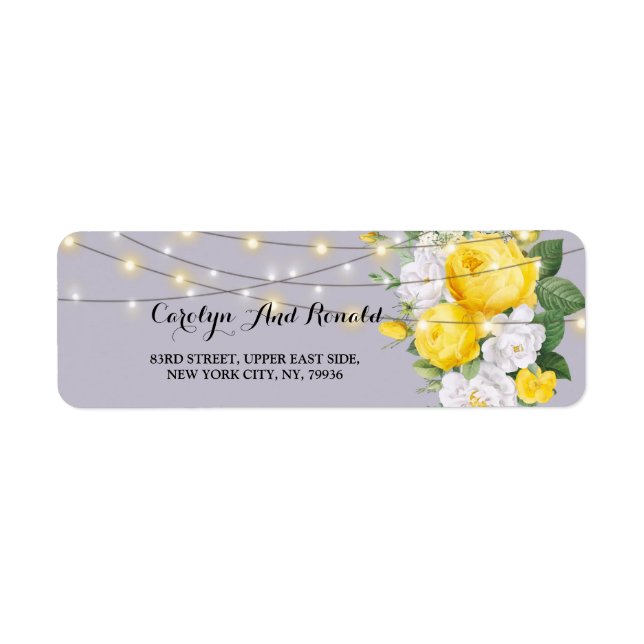 Rustic lights Yellow Floral Label Return Address Label (Front)