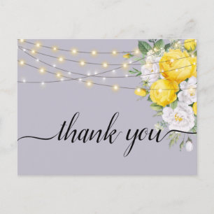 Rustic lights Yellow Floral Thank you Postcard