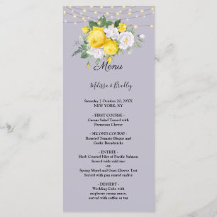 Rustic lights Yellow Floral Wedding Menu