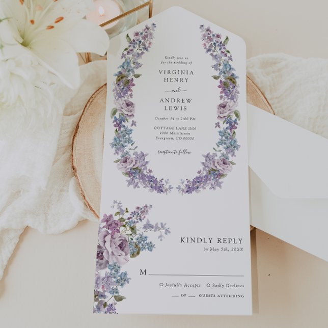 Rustic Lilac All In One Invitation (Rustic Watercolor Lilac All In One Invitation by Painted Paperie
)