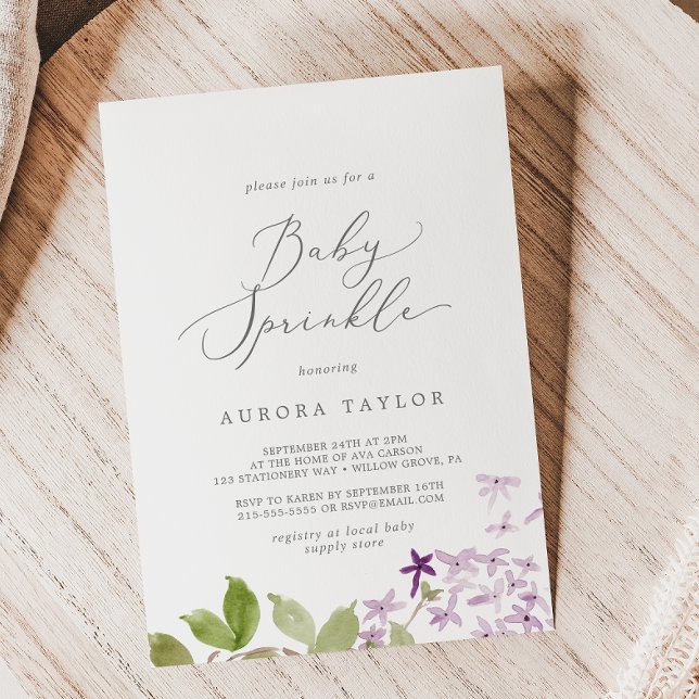 Rustic Lilac Baby Sprinkle Invitation (Creator Uploaded)