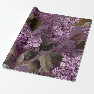 Rustic Lilac Botanical Bold Vintage Boho Floral Wrapping Paper