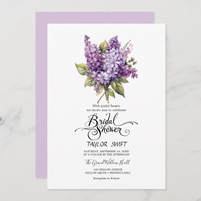 Rustic Lilac | Bridal Shower Invitation (Front/Back)
