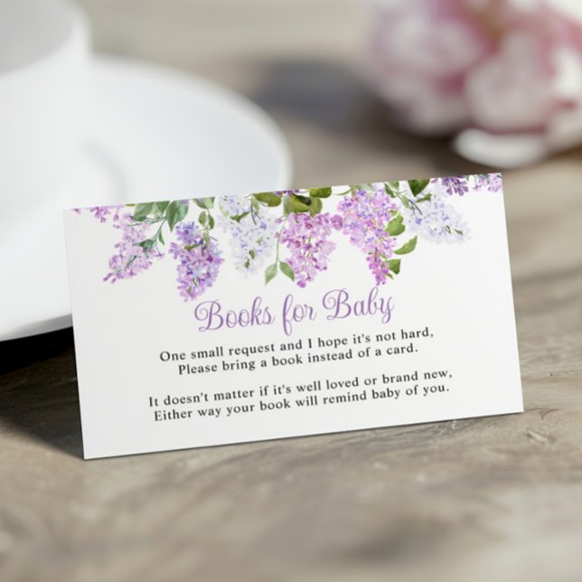 Rustic Lilac Flowers Baby Shower Book for Baby Enclosure Card (Creator Uploaded)