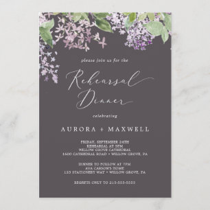 Rustic Lilac Grey Rehearsal Dinner Invitation