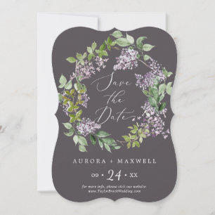 Rustic Lilac Grey Wedding Save The Date