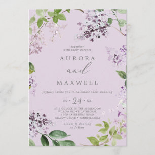 Rustic Lilac   Lavender Casual Wedding Invitation