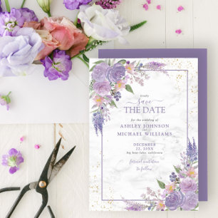 Rustic Lilac Lavender Gold Save the Date