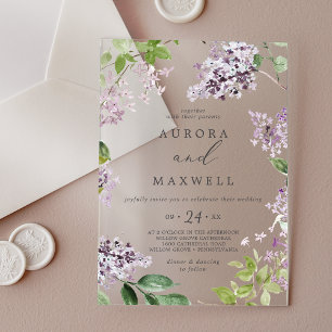 Rustic Lilac Modern Boho Watercolor Floral Wedding Acrylic Invitations