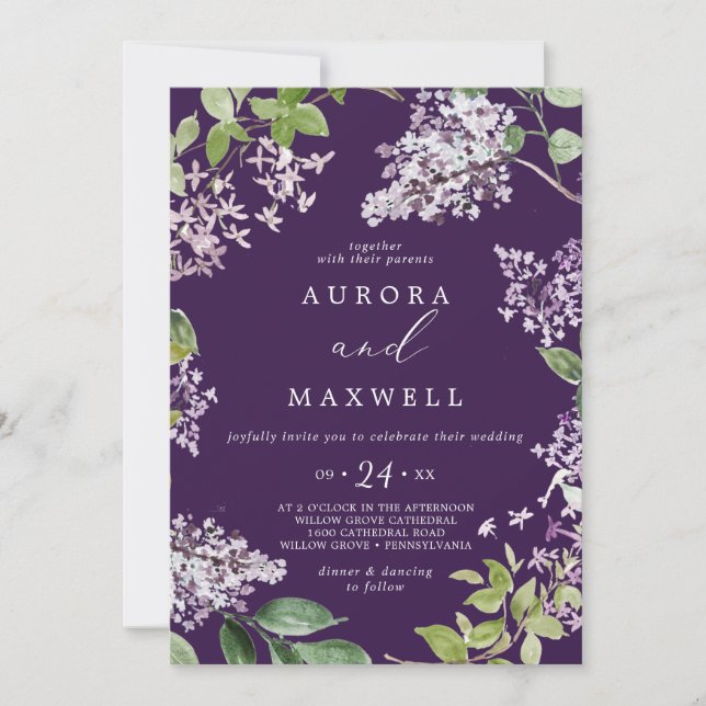 Rustic Lilac | Purple Casual Wedding Invitation (Front)