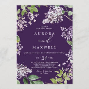 Rustic Lilac   Purple Casual Wedding Invitation