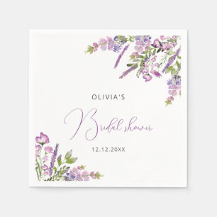 Rustic Lilac Purple Floral Bridal Shower Napkins
