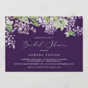 Rustic Lilac   Purple Horizontal Bridal Shower Invitation
