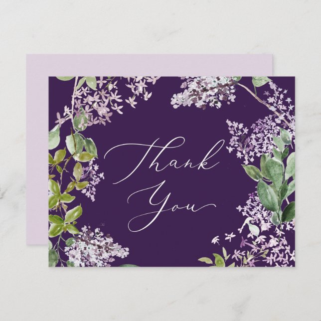 Rustic Lilac | Purple Thank You Card (Front/Back)