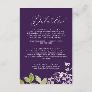 Rustic Lilac   Purple Wedding Details Enclosure Card
