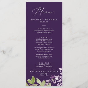 Rustic Lilac   Purple Wedding Dinner Menu