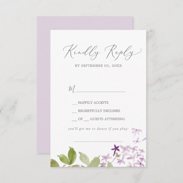 Rustic Lilac Song Request RSVP Card (Front/Back)