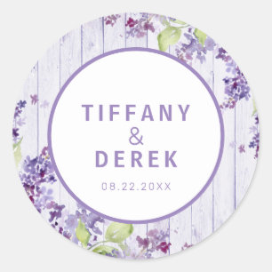 Rustic Lilac Wedding Classic Round Sticker