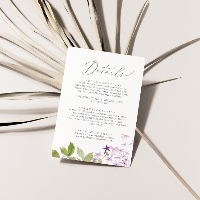 Rustic Lilac Wedding Details Enclosure Card (Creator Uploaded)