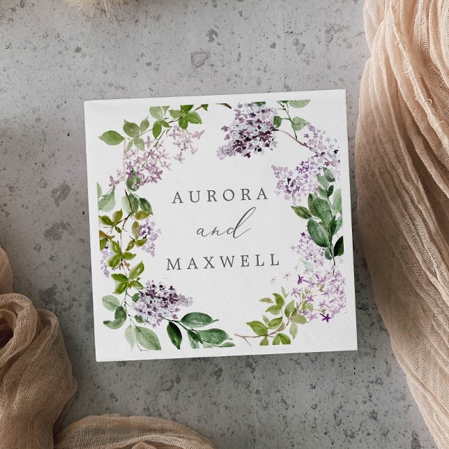 Rustic Lilac Wedding Napkin (Creator Uploaded)