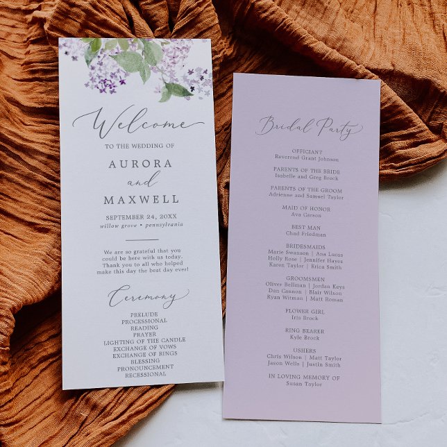 Rustic Lilac Wedding Program (Creator Uploaded)