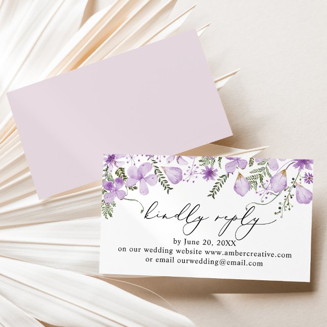 Rustic Lilac Wedding Website RSVP Enclosure Card (Creator Uploaded)