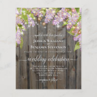 Rustic Lilacs & Lights BUDGET Wedding Invitation