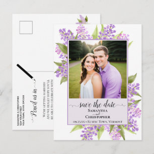 Rustic Lilacs Wedding Save the Date Photo Lavender Announcement Postcard
