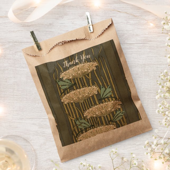 Rustic Lilypad Art Deco Thank You Favour Bag (Clipped)
