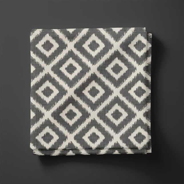 Rustic Linen Beige and Grey Ikat Diamonds Fabric (Creator Uploaded)