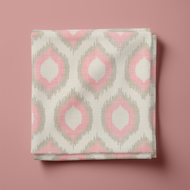 Rustic Linen Beige and Pink Ikat Print Fabric (Creator Uploaded)
