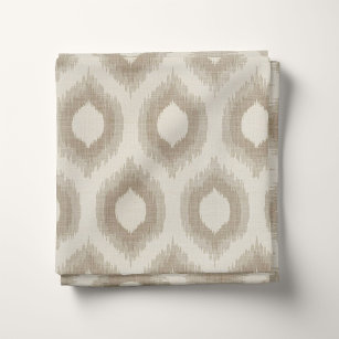 Rustic Linen Beige and Taupe Ikat Print Fabric