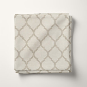 Rustic Linen Beige and Taupe Moroccan Quatrefoil Fabric